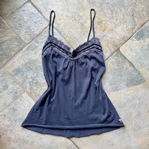 Y2K Abercrombie & Fitch Navy‎ Lace Babydoll Tank Top Camisole Size Medium